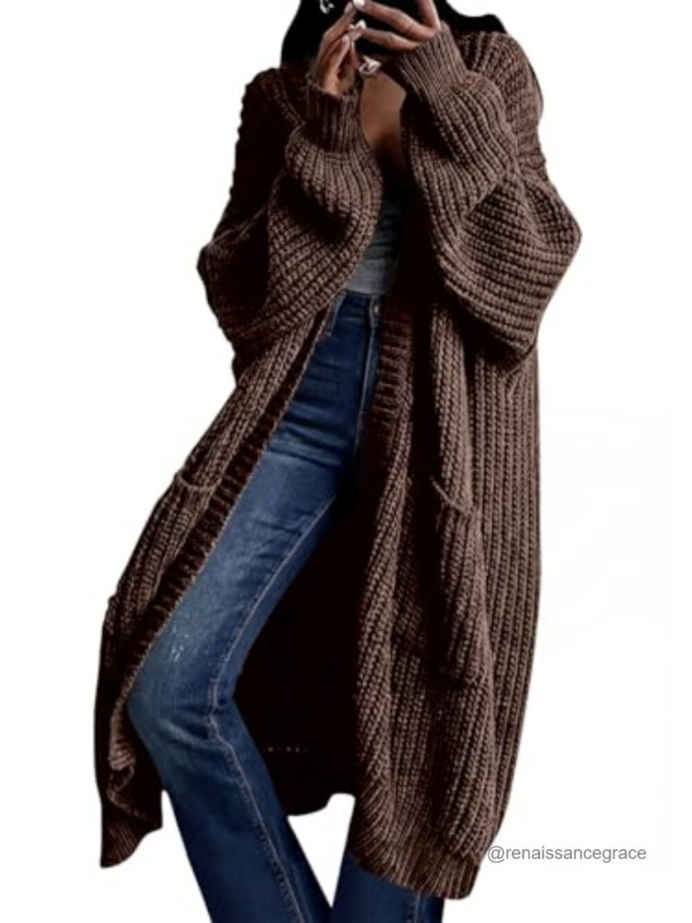 Oversized Long Cardigan Sweater Wrap Coat with Pockets